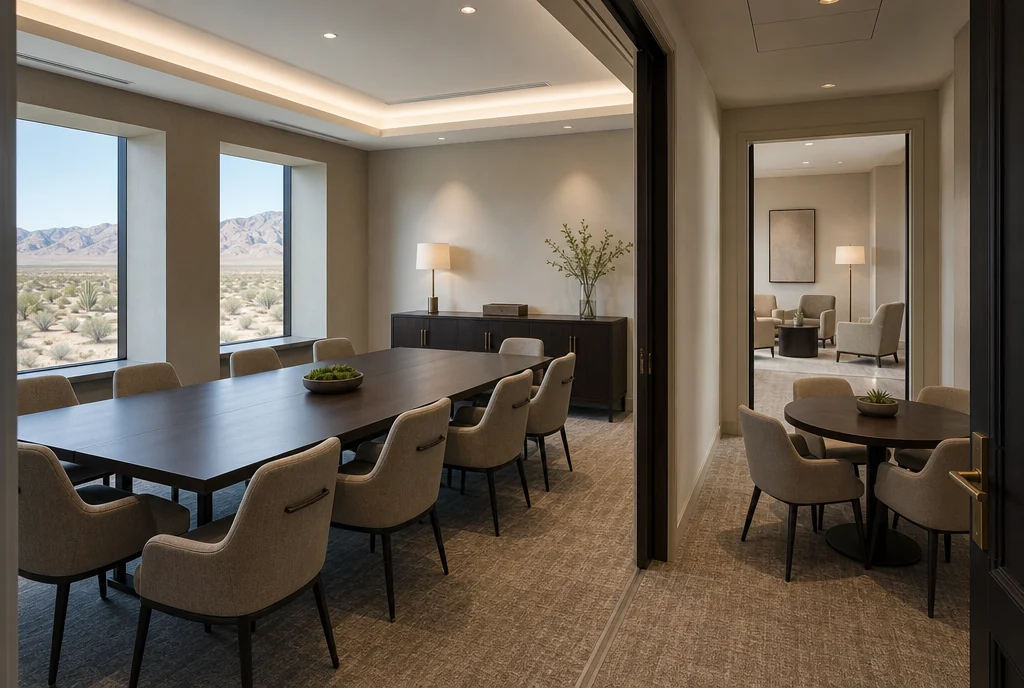Nevada hotel meeting furniture with coordinated seating and tables.