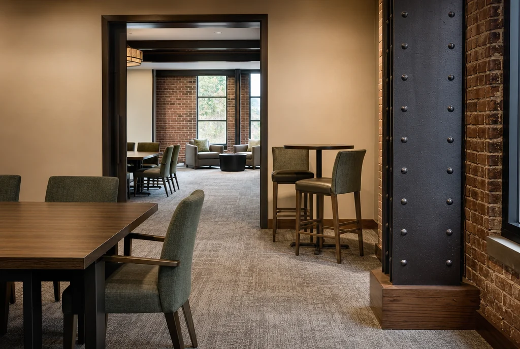 Ohio hotel meeting furniture with coordinated seating and tables.