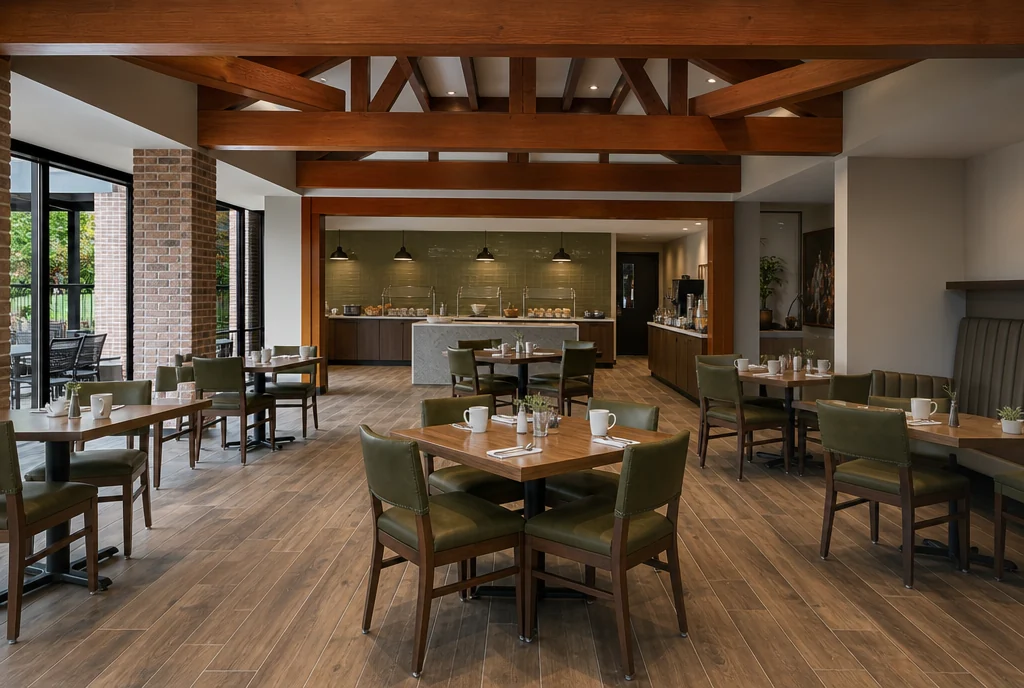 Tennessee hotel dining furniture with coordinated seating and tables.
