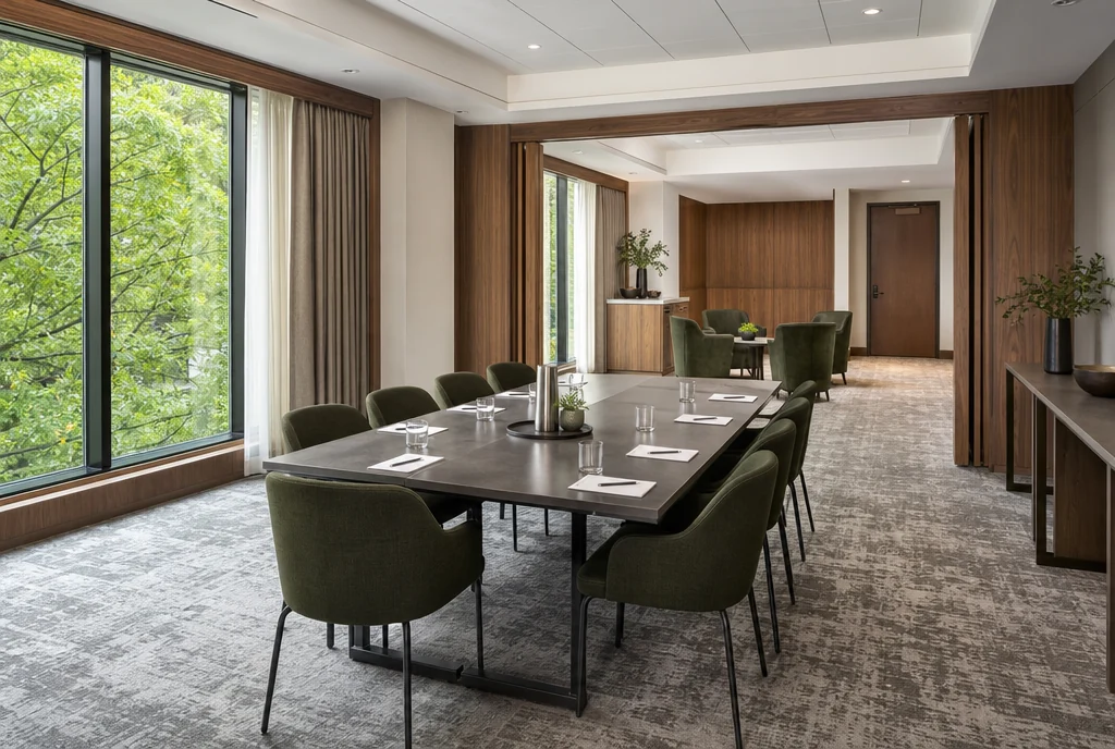 Washington hotel meeting furniture with coordinated seating and tables.